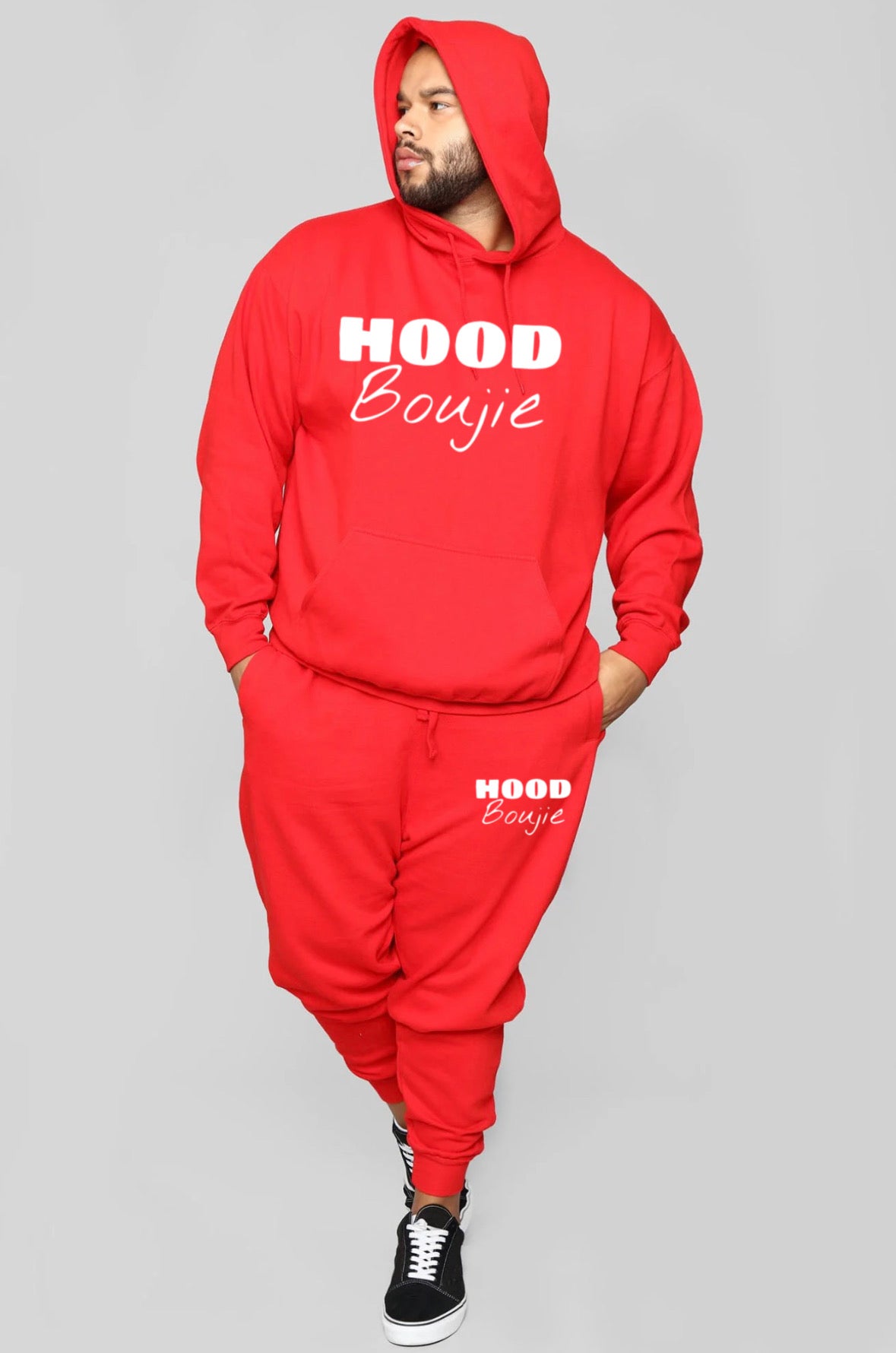 Hood Boujie - Men’s 2 Piece Joggers Pants Set Casual Hoodie Sweatsuit Set