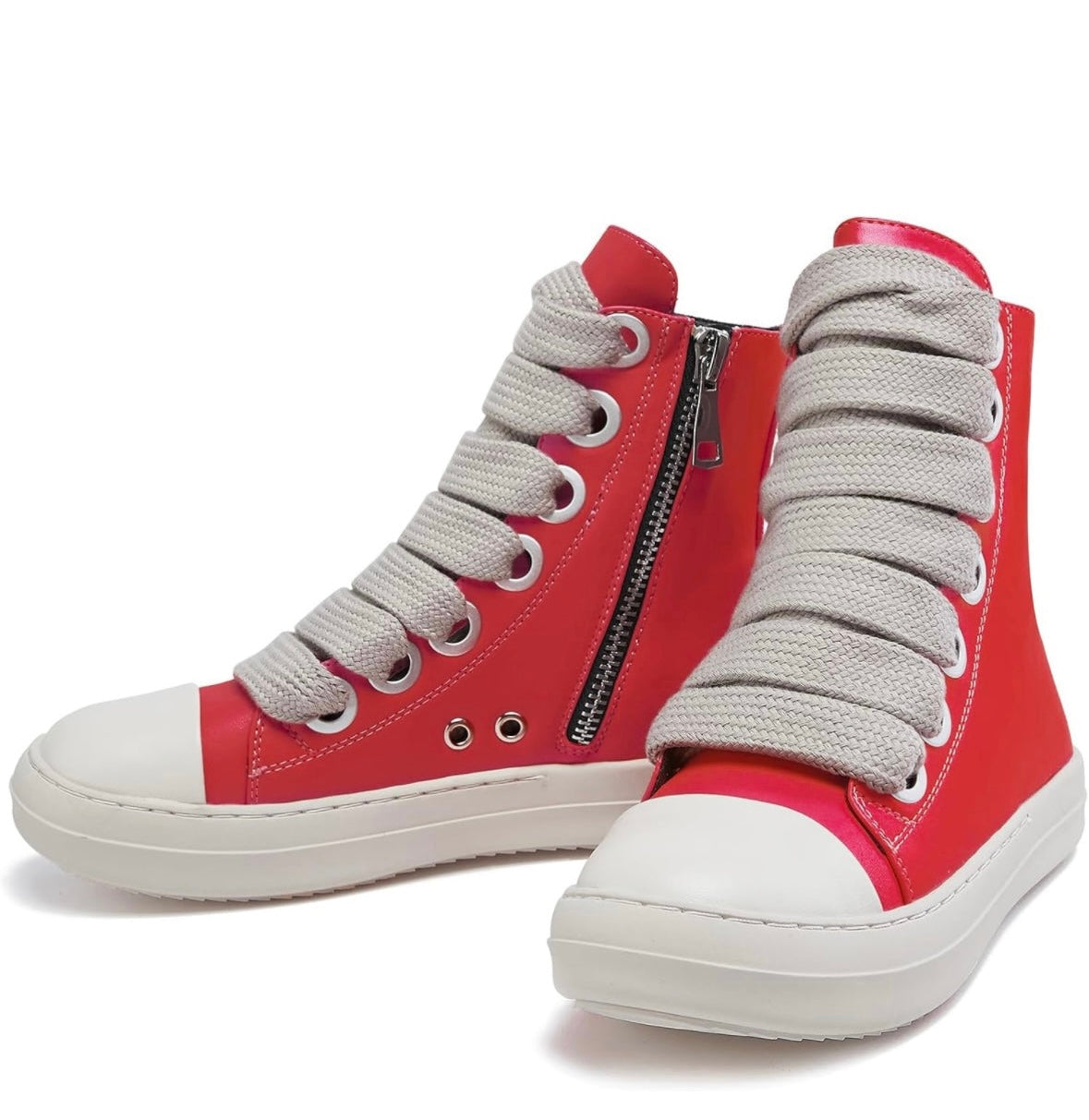 HOOD BOUJIE - HIGH TOP JUMBO LACES PU LEATHER PLATFORM SNEAKERS with
TSHIRT SETI