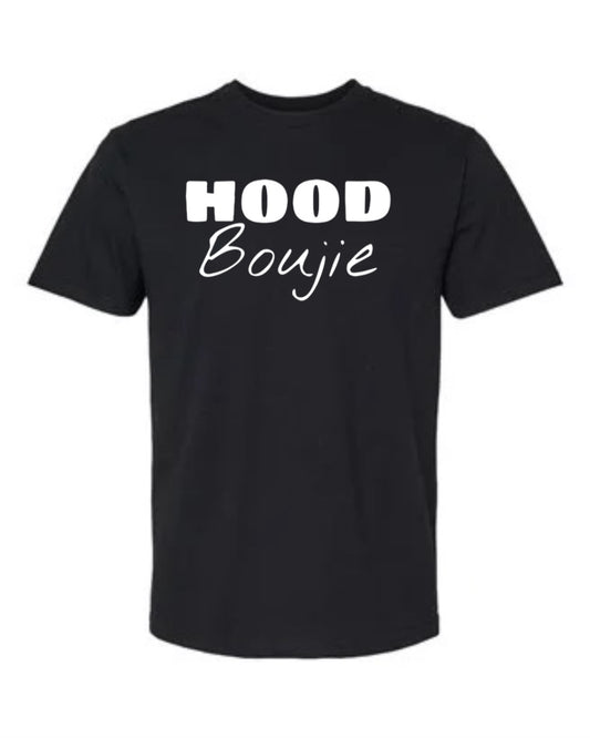 Hood Boujie Women’s Urban Streetwear T-Shirt Graphic Tee to Match Sneakers (Black/White)