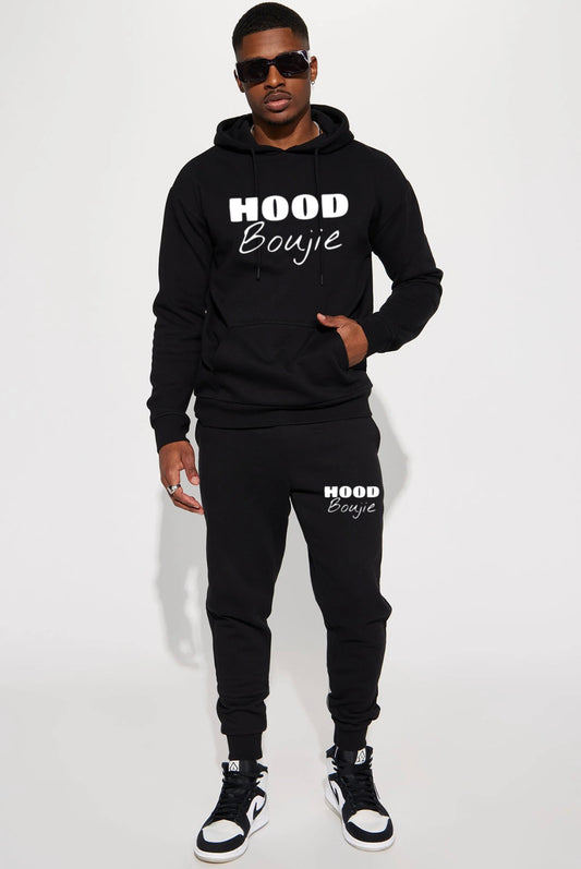 Hood Boujie - Men’s 2 Piece Joggers Pants Set Casual Hoodie Sweatsuit Set