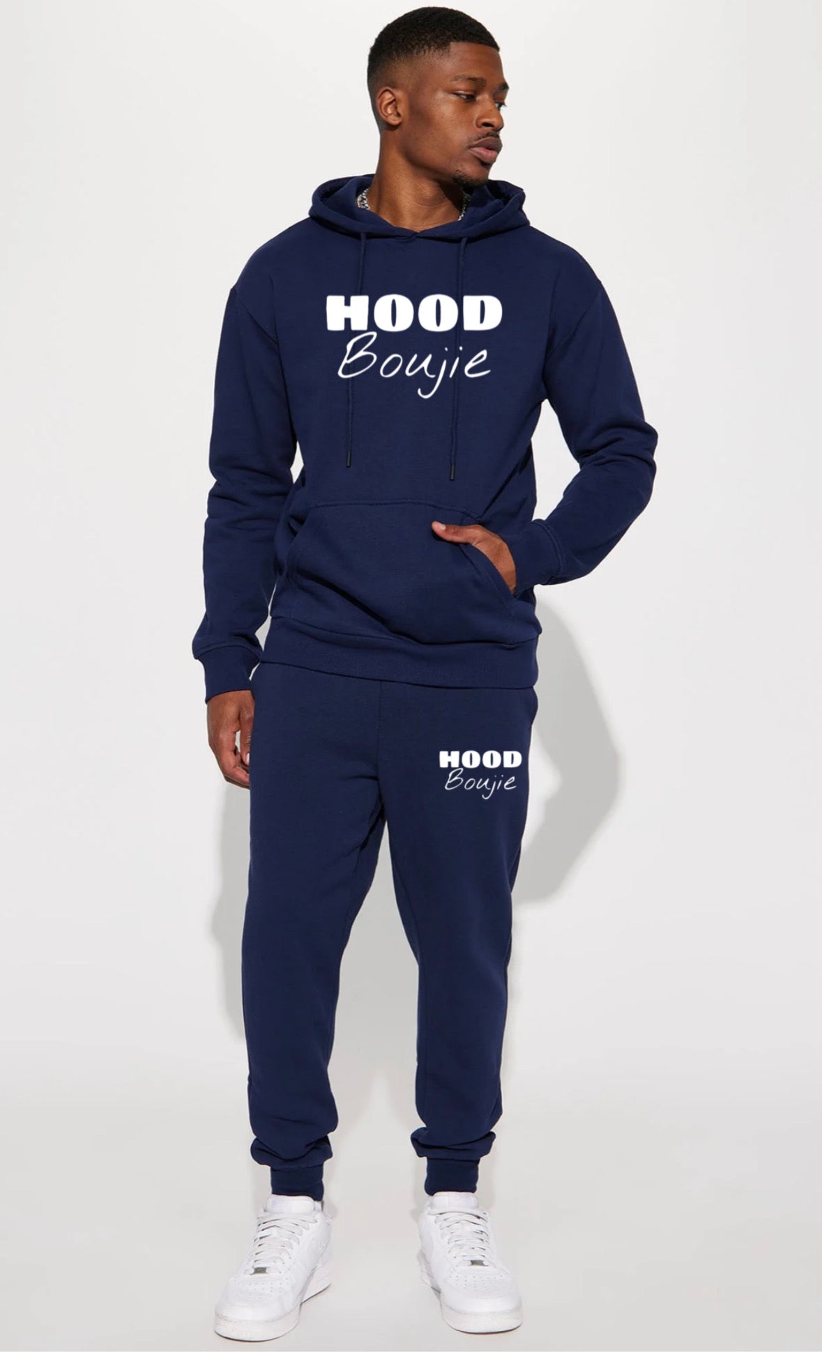 Hood Boujie - Men’s 2 Piece Joggers Pants Set Casual Hoodie Sweatsuit Set