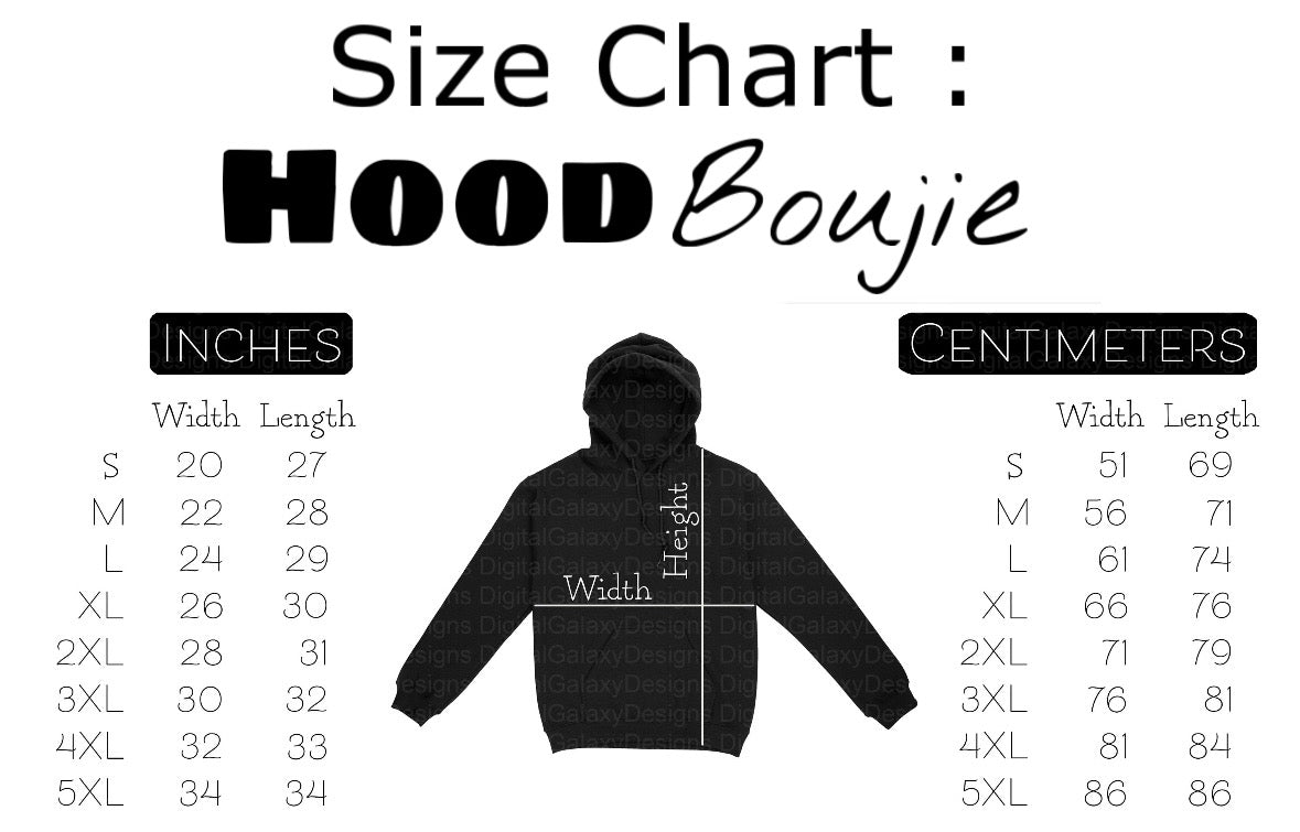 Hood Boujie- Black Hoodie to Match Sneakers, Urban Fashion Adult Hoodie (Black/White)