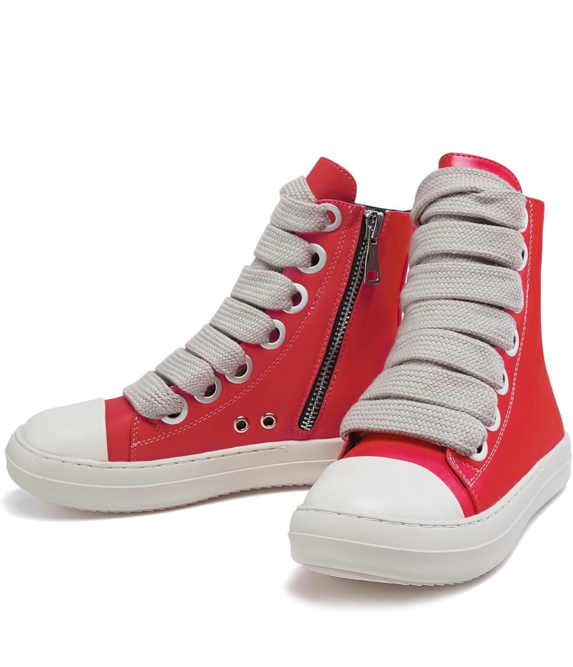 LIMITED EDITION- HIGH TOP JUMBO LACES PU LEATHER PLATFORM SNEAKERS