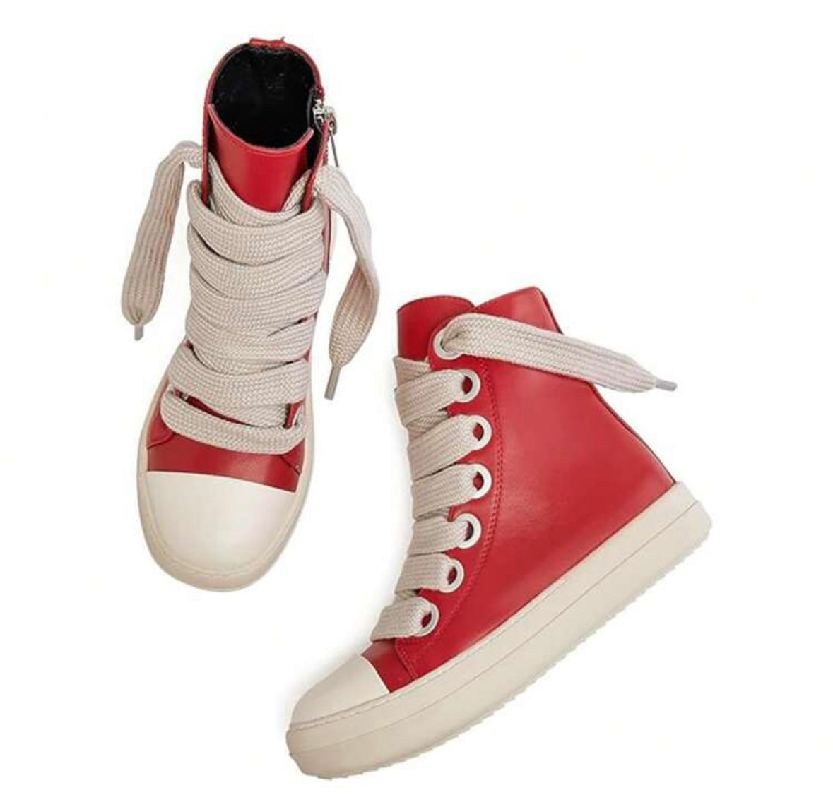 HOOD BOUJIE - HIGH TOP JUMBO LACES PU LEATHER PLATFORM SNEAKERS with
TSHIRT SETI