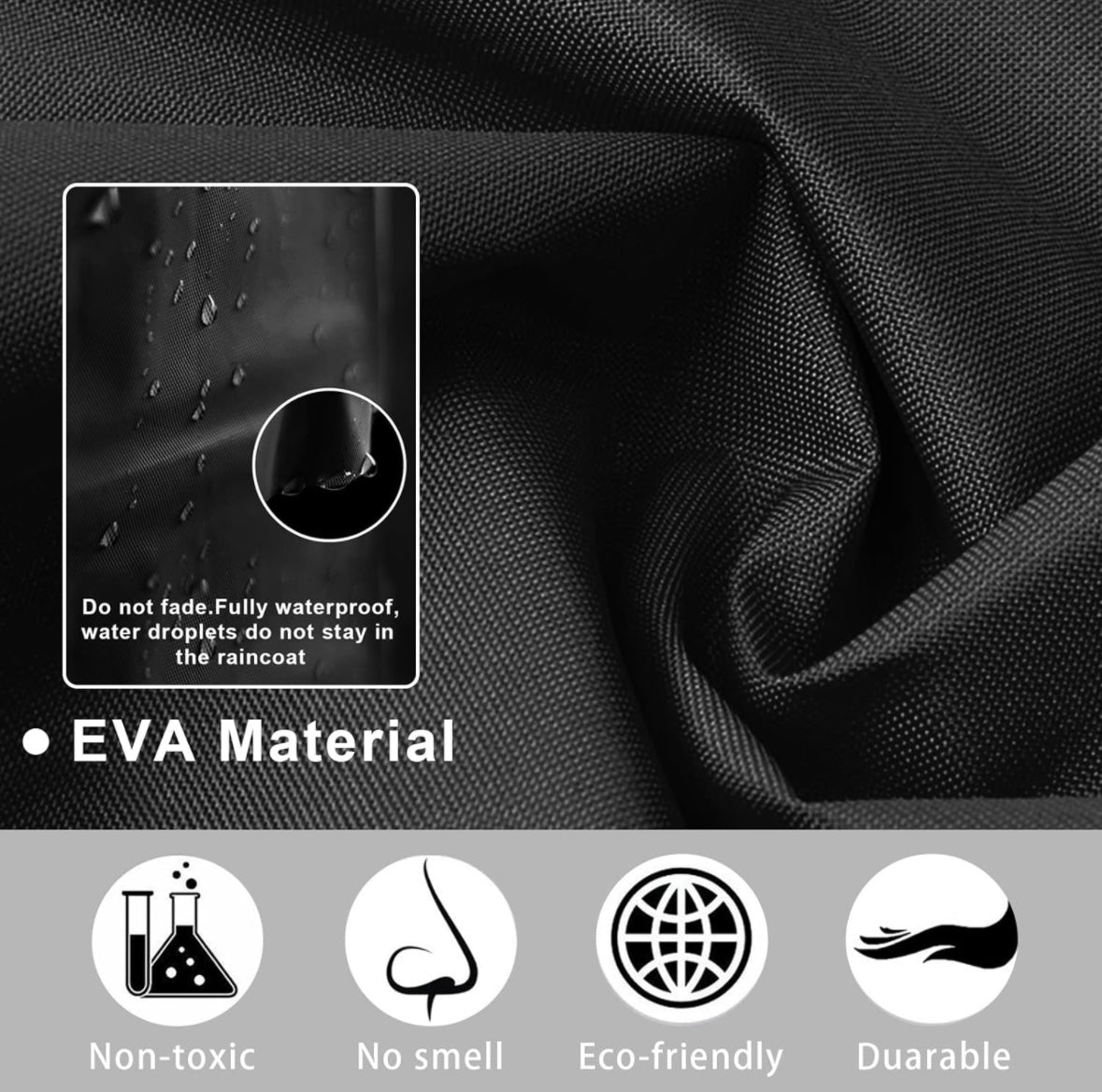 Hooded Reusable EVA Rain Poncho Jackets for Adults with Portable plastic drawstring bag included