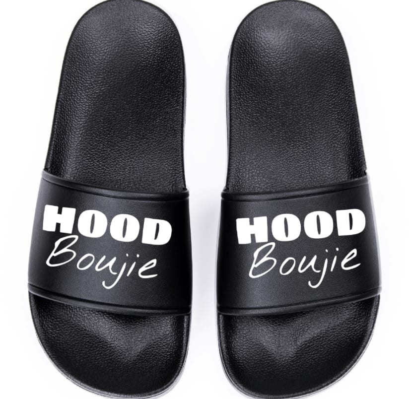 Hood Boujie- BLACK Unisex Slides Non-Slip Slip-On Slippers