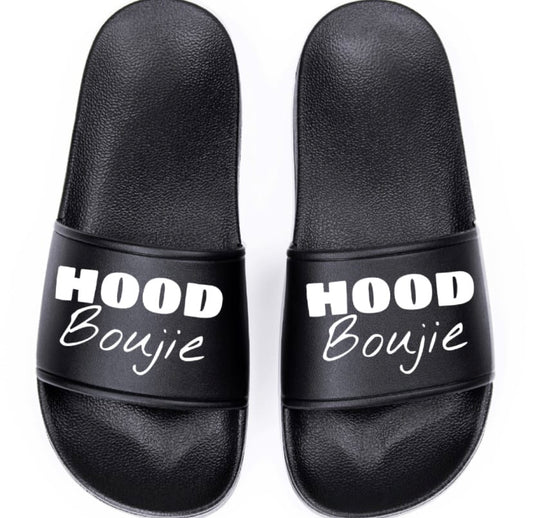 Hood Boujie- BLACK Unisex Slides Non-Slip Slip-On Slippers