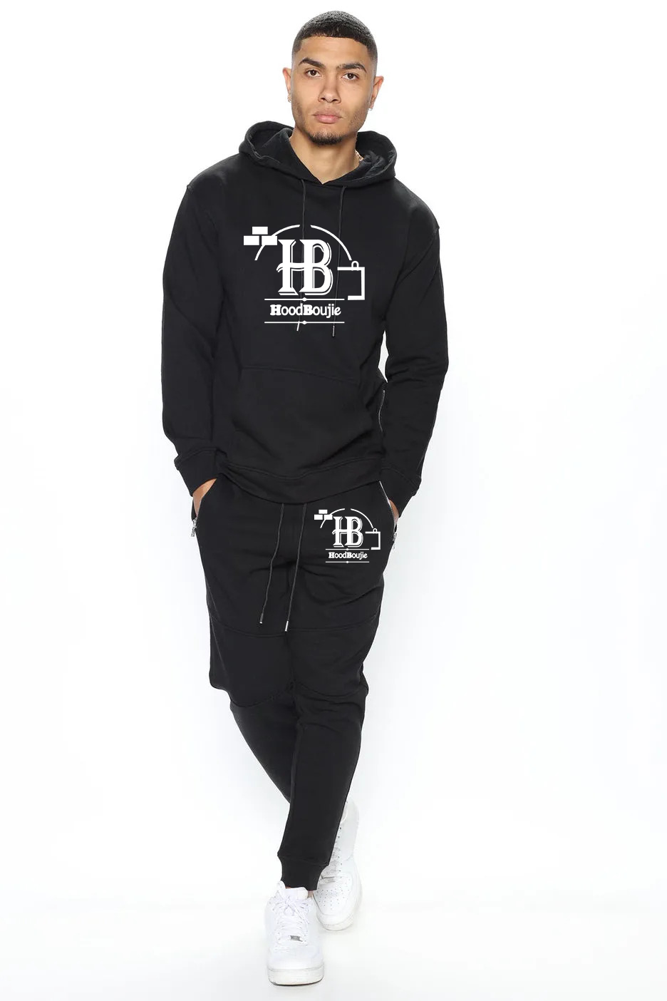 Hood Boujie - Mens 2 Piece Joggers Pants Set Casual Hoodie Sweatsuit Set