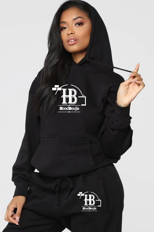 Hood Boujie Logo - Womens 2 Piece Joggers Pants Pullover Hoodie Casual Sweatsuit Set