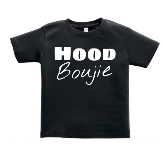 Hood Boujie- Kids Black Tshirt, Youth Tshirt, Toddler Tshirt, Black Tee